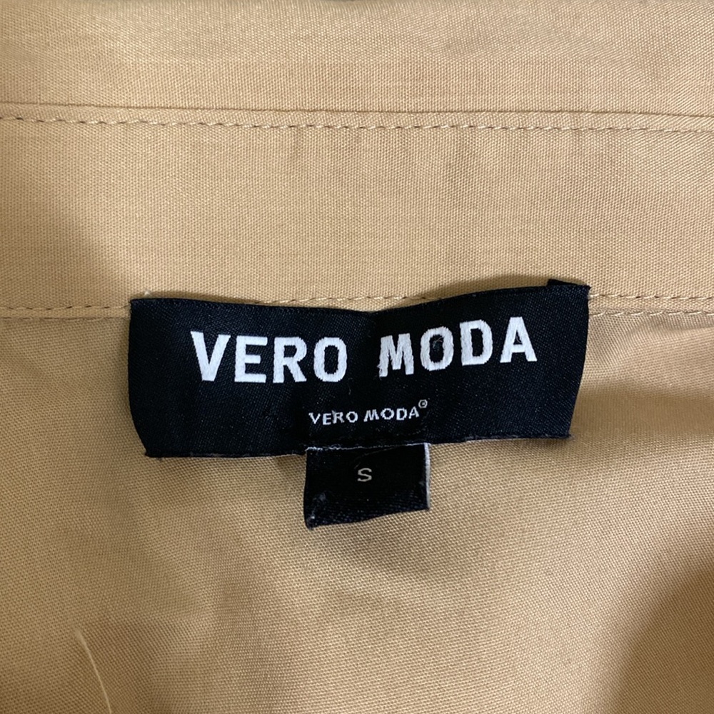 VERA MODA Pleated Beige Shirt Dress - Picture 6 of 6